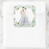 Romantic Watercolor Wedding スクエアシール (バッグ)