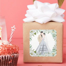 Romantic Watercolor Wedding スクエアシール