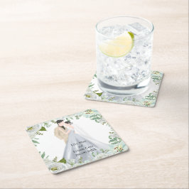 Romantic Watercolor Wedding スクエアペーパーコースター