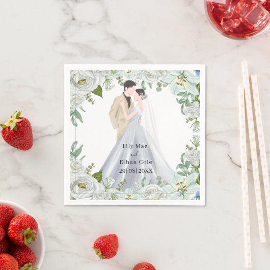Romantic Watercolor Wedding スタンダードカクテルナプキン (インサイチュ)