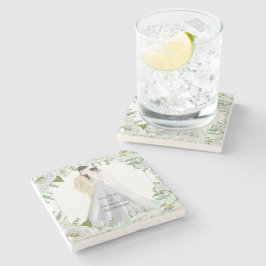 Romantic Watercolor Wedding ストーンコースター