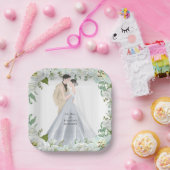 Romantic Watercolor Wedding ペーパープレート (パーティー)