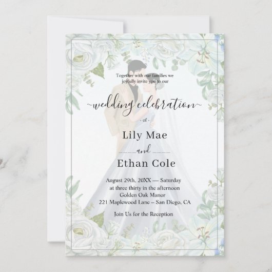 Romantic Watercolor Wedding 招待状 (正面)