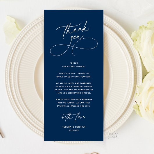 Romantic Wed Dinner Place Setting Thank You Card プログラム