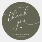 Romantic Wedding A Sweet Thank You Cookies ラウンドシール (正面)