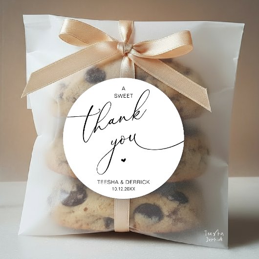 Romantic Wedding A Sweet Thank You Cookies ラウンドシール