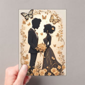 Romantic Wedding Couple in Elegant Gown アクリル招待状 (インサイチュ (ポータブル))