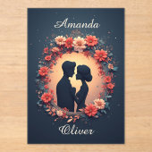 Romantic Wedding Couple in Elegant Gown アクリル招待状 (正面)