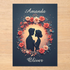 Romantic Wedding Couple in Elegant Gown アクリル招待状