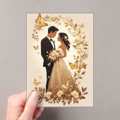 Romantic Wedding Couple in Elegant Gown アクリル招待状 (インサイチュ (ポータブル))