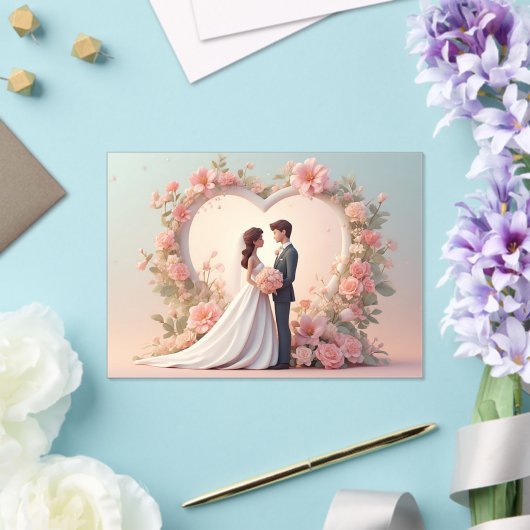 Romantic Wedding Couple Silhouette アクリル招待状 (インサイチュ (ウェディング))