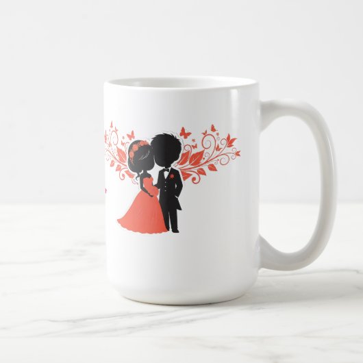 Romantic Wedding Couple Silhouette コーヒーマグカップ (右)