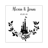 Romantic Wedding Design with Castle and Flowers ラバースタンプ (インプリント)