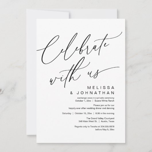 Romantic Wedding Dinner Party, Celebrate with us 招待状 (正面)