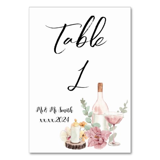 Romantic wedding flowers blooming garden テーブルナンバー (正面)