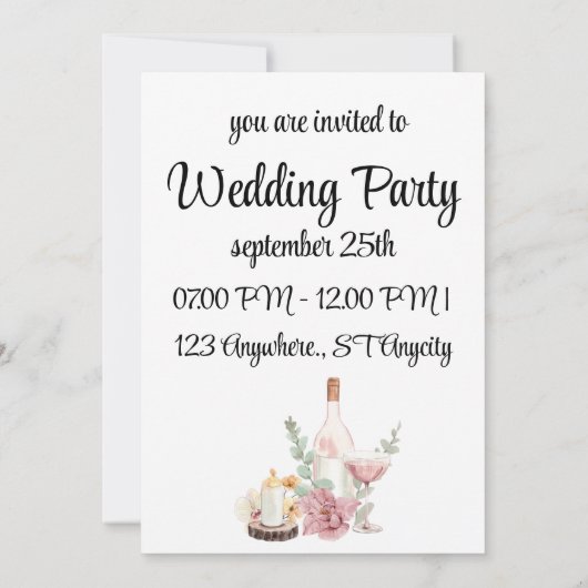 Romantic wedding flowers blooming garden 招待状 (裏面)