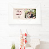 Romantic Wedding Invitation Banner – ピンクの水彩 横断幕 (インサイチュ)