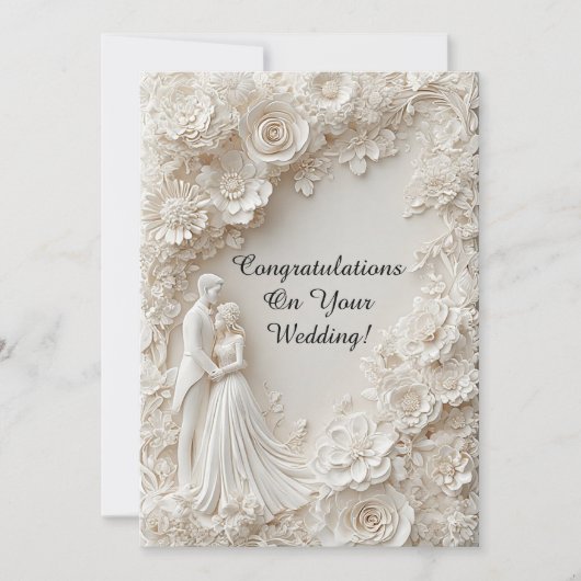Romantic Wedding Invitation Bride Groom Silhouette 招待状 (正面)