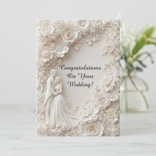 Romantic Wedding Invitation Bride Groom Silhouette 招待状 (スタンド正面)