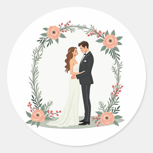 Romantic Wedding Moment Sticker ラウンドシール (正面)