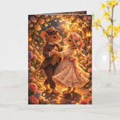 Romantic Wedding Mouse Couple Love Greeting Card カード (黄色い花)