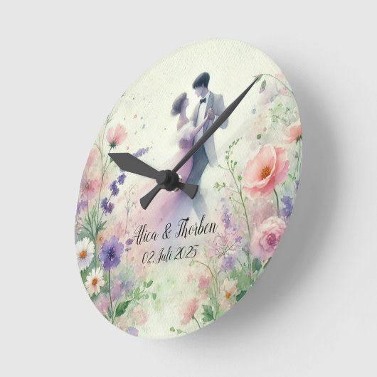 Romantic Wedding pastell Nr.1 ラウンド壁時計 (傾斜)