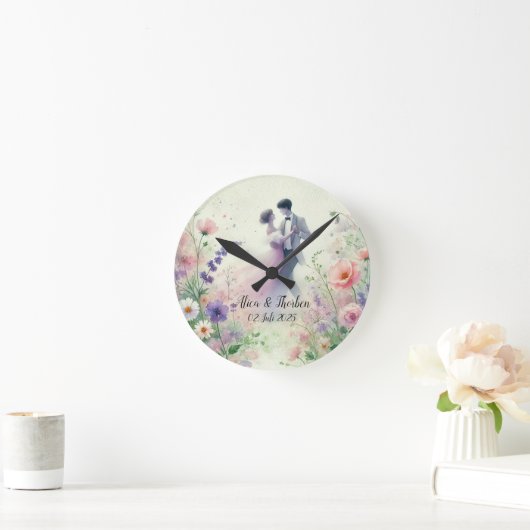 Romantic Wedding pastell Nr.1 ラウンド壁時計 (ホーム)