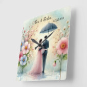 Romantic Wedding pastell Nr.2 スクエア壁時計 (傾斜)