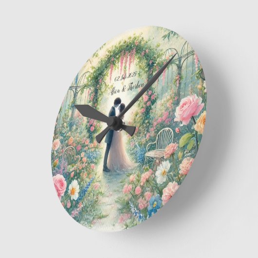 Romantic Wedding pastell Nr.3 ラウンド壁時計 (傾斜)