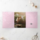 Romantic Wedding Peonies Delicate Blush Pink 三つ折り招待状 (内部)