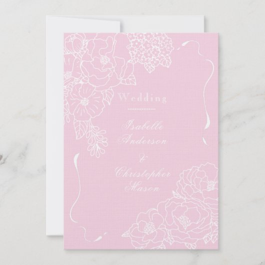 Romantic Wedding Peonies Delicate Blush Pink 招待状 (正面)