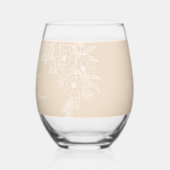 Romantic Wedding Peonies Delicate Ivory ステムなしワイングラス (左)