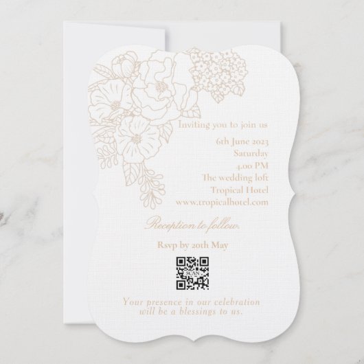 Romantic Wedding Peonies Delicate Ivory 招待状 (裏面)