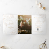 Romantic Wedding Peonies Delicate Ivory White 三つ折り招待状 (内部)