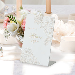 Romantic Wedding Peonies Ivory White Signature 台座サイン