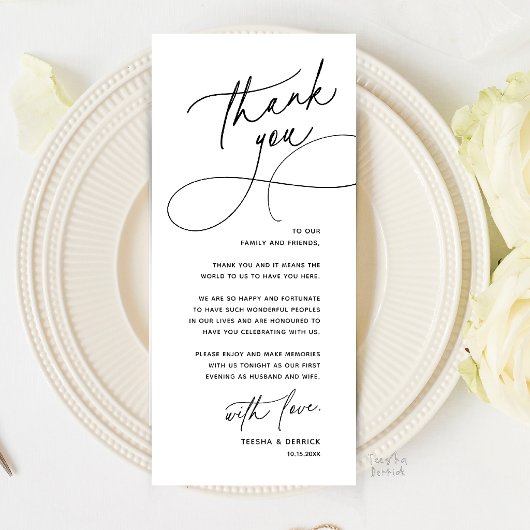Romantic Wedding Place Setting Thank You Card プログラム