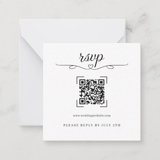 Romantic Wedding QR Code Online RSVP Cards ノートカード (正面)