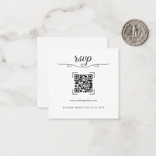 Romantic Wedding QR Code Online RSVP Cards ノートカード (正面/裏面インサイチュ)