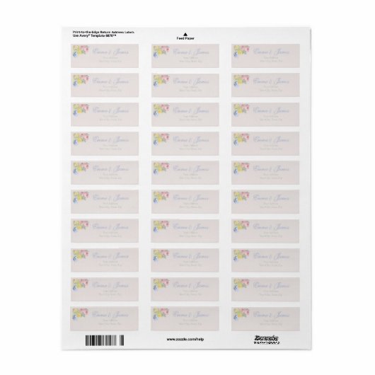 Romantic Wedding return address labels ラベル (フルシート)