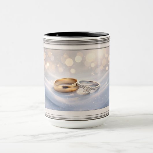 Romantic Wedding Rings Love Theme Ceramic Mug Gift マグカップ (中央)