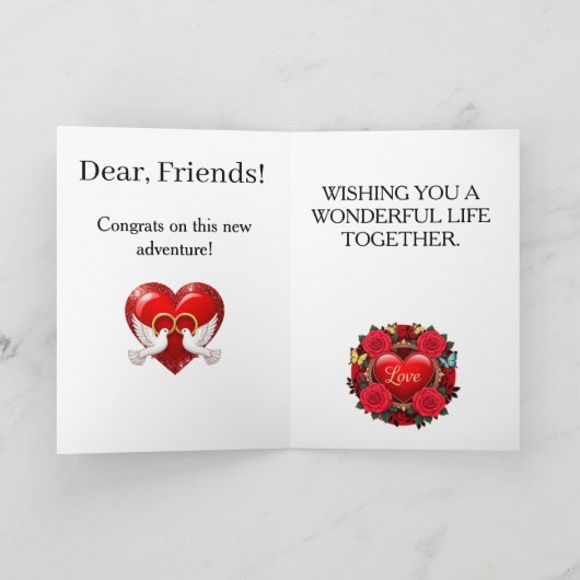 Romantic Wedding Silhouette of Bride and Groom カード (内部)