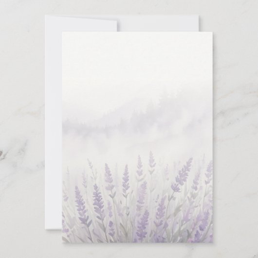 Romantic Wedding Spring Lavender Field Landscape 招待状 (裏面)
