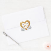 Romantic Wedding Swans With Gold Rings スクエアシール (封筒)
