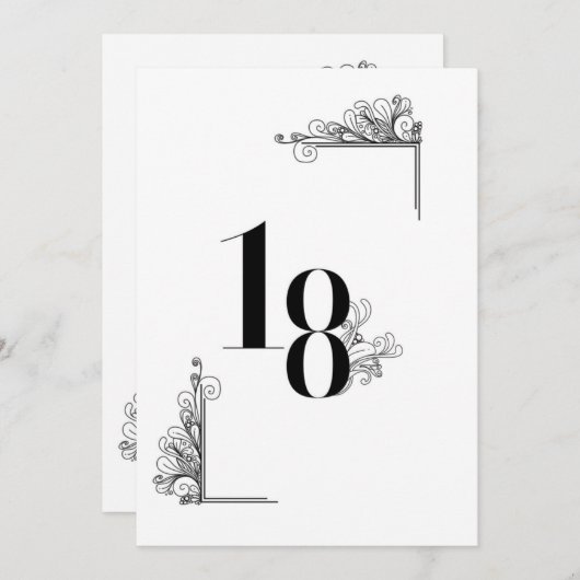 Romantic Wedding table number card 招待状 (正面/裏面)