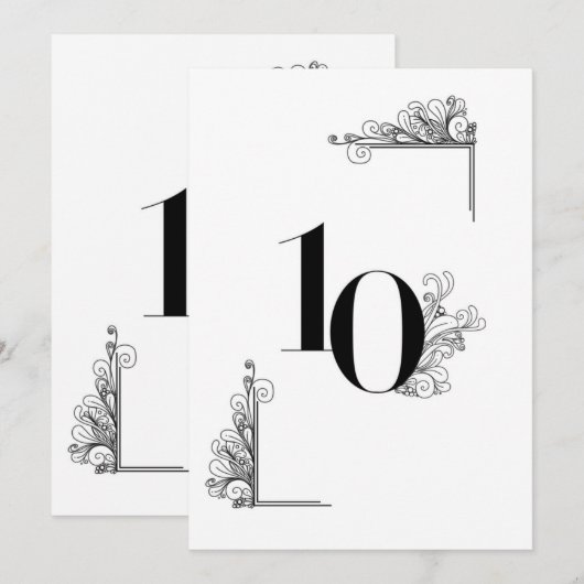 Romantic Wedding table number card 招待状 (正面/裏面)