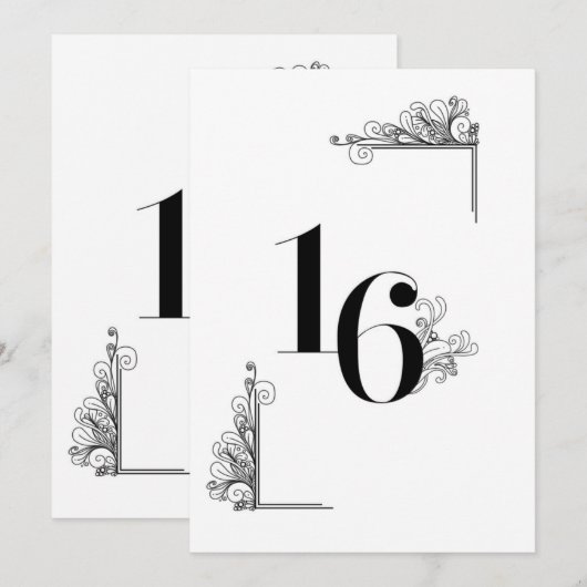 Romantic Wedding table number card 招待状 (正面/裏面)