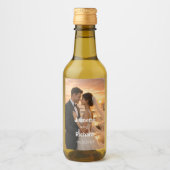 Romantic Wedding Vows Sunset Beach ワインラベル (正面)