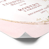 Romantic Wedding Welcome Blush Floral Greenery ポスター (角)