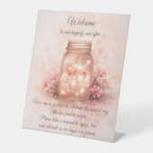 Romantic Wedding Welcome Sign – Mason Jar 台座サイン (正面)