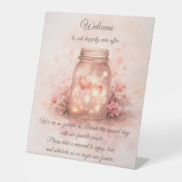Romantic Wedding Welcome Sign – Mason Jar 台座サイン